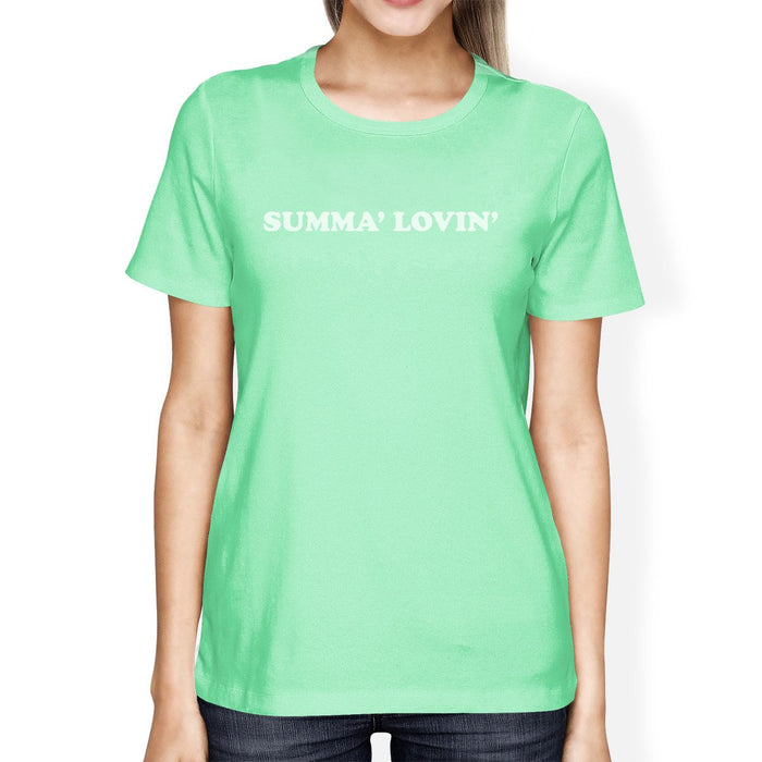 Summa' Lovin' Cute Summer Round Neck Cotton Shirt For Women Mint