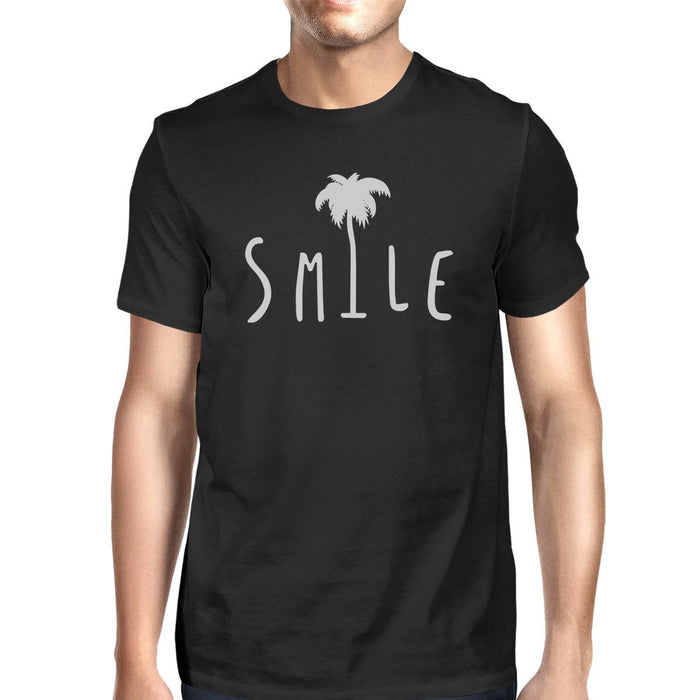Smile Palm Tree Black Mens Funny Design Short Sleeve Tshirt Cotton