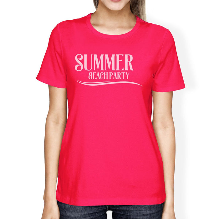 Summer Beach Party Womens Hot Pink Shirt