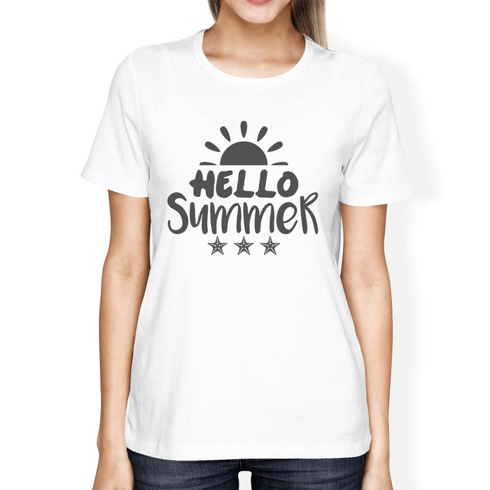 Hello Summer Sun Womens White Shirt