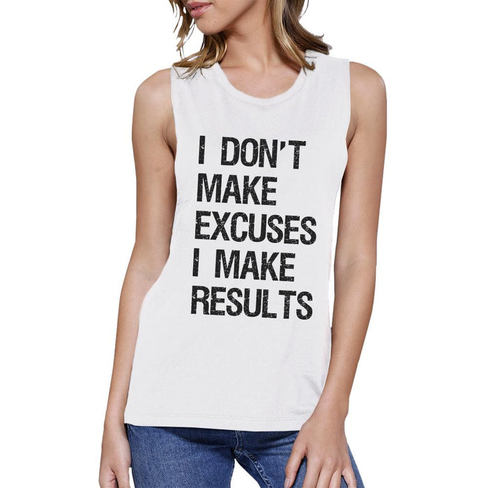 Excuses Results Womens Tank Top Muscle Shirt For Gym Workout Lovers