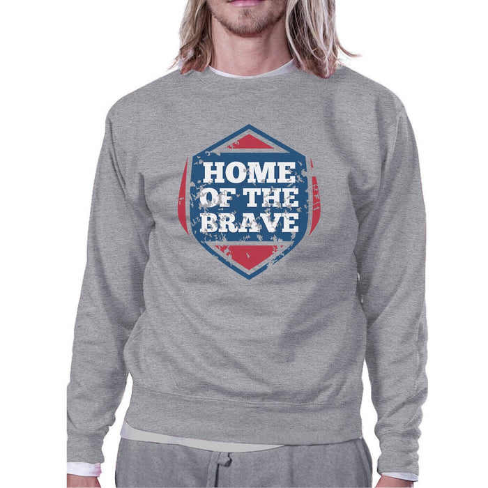 Home Of The Brave Unisex Graphic Sweatshirt Gray Crewneck Pullover