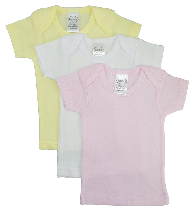 Girls Pastel Variety Short Sleeve Lap T-shirts - 3 Pack.
