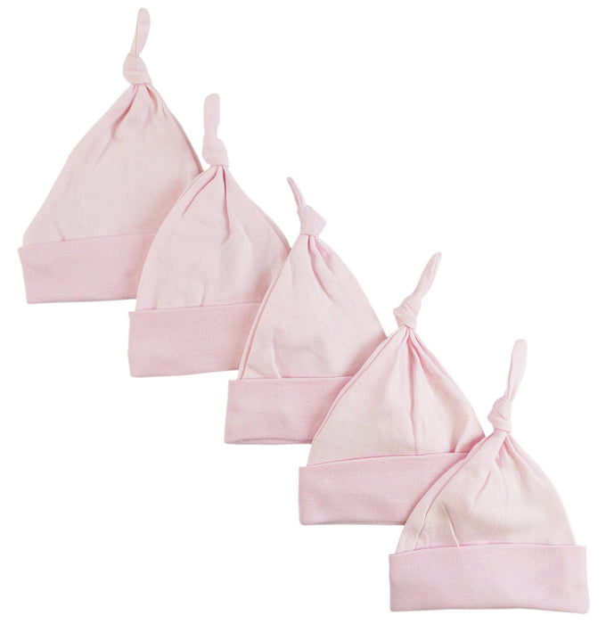 Pink Knotted Baby Cap (pack Of 5)
