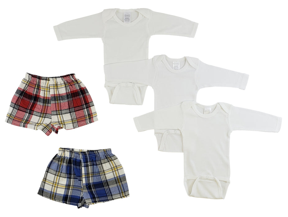 Infant Long Sleeve Onezies And Boxer Shorts