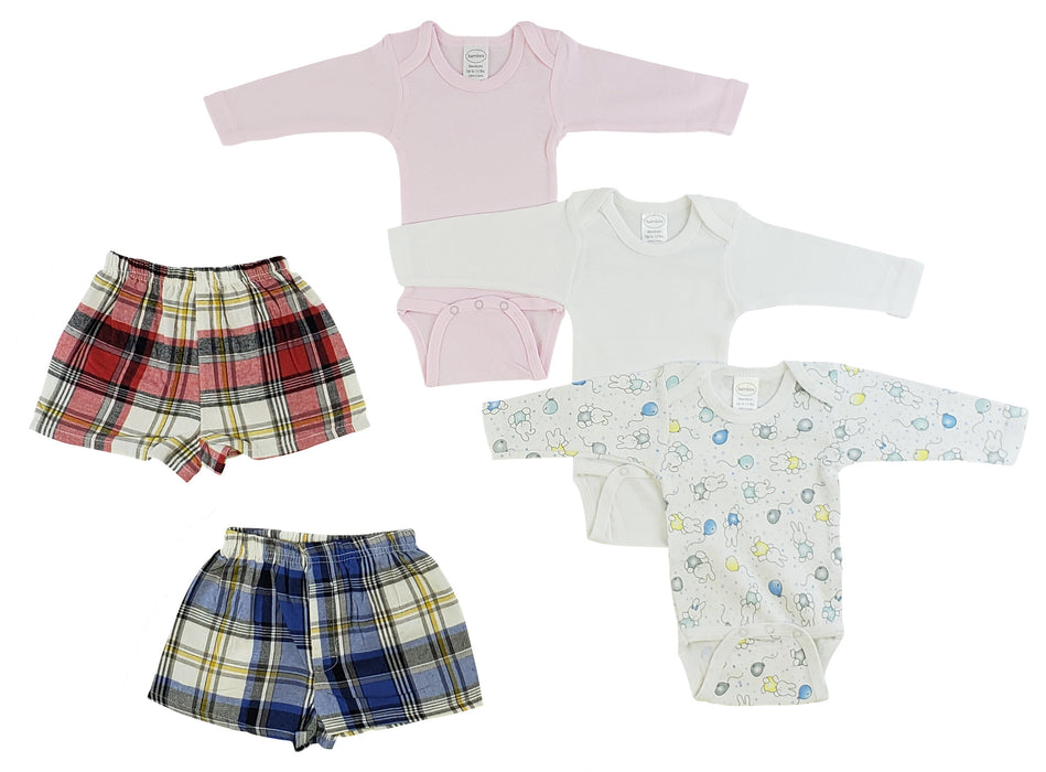 Infant Girls Long Sleeve Onezies And Boxer Shorts.