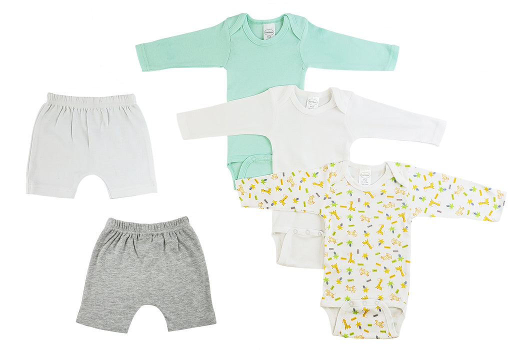 Infant Boys Long Sleeve Onezies And Shorts.