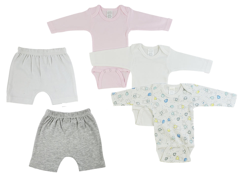 Infant Girls Long Sleeve Onezies And Shorts.