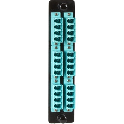 Black Box High-Density Adapter Panel, Ceramic Sleeves, (12) LC Duplex Pairs, Aqua