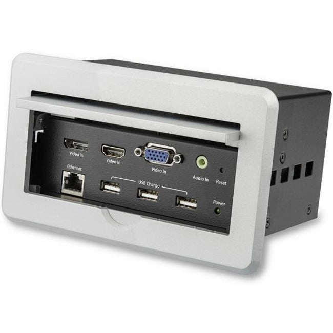 Conference Table Connectivity Box for A/V - USB Charging - LAN - HDMI / VGA / DisplayPort Inputs - HDMI Output - 4K