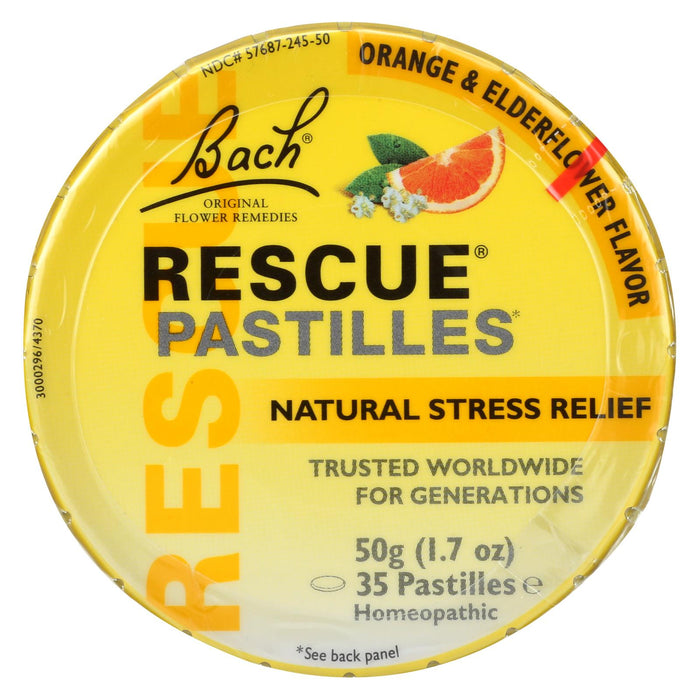 Bach Flower Remedies Rescue Remedy Pastilles Orange Elderflower - 1.7 Oz - Case Of 12.