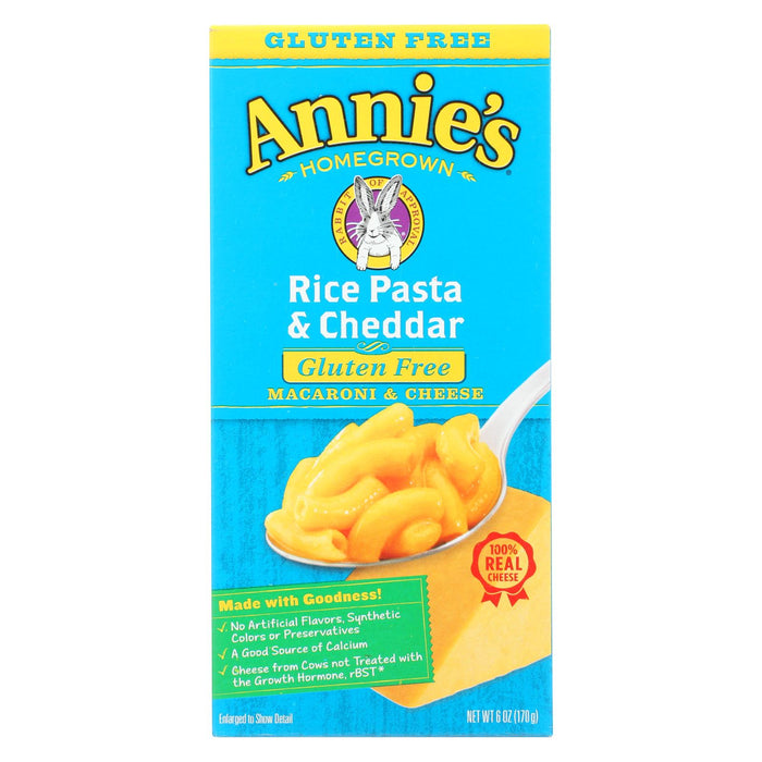 Annie's Homegrown Gluten Free Rice Pasta And Cheddar Mac And Cheese - Case Of 12 - 6 Oz