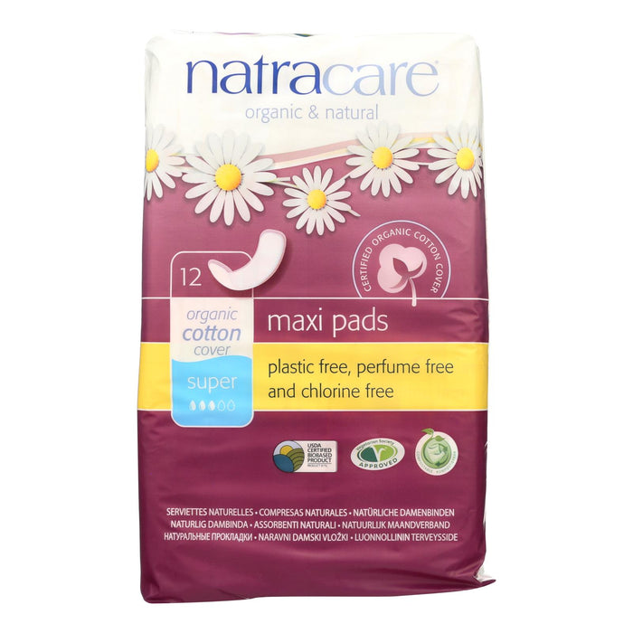 Natracare Natural Maxi Pads Super  - 12 Pack.
