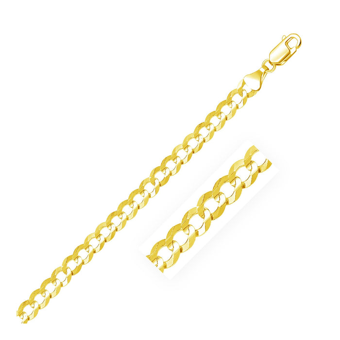 5.7mm 14k Yellow Gold Solid Curb Chain.