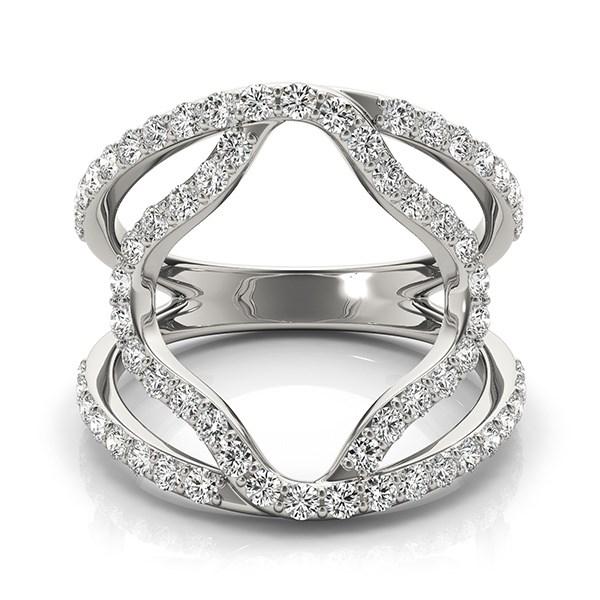14k White Gold Diamond Flower Style Dual Band Ring (5/8 cttw)