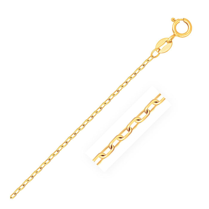 14k Yellow Gold Faceted Cable Link Chain 1.3mm