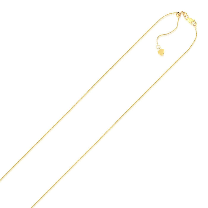 14k Yellow Gold Adjustable Cable Chain 0.9mm