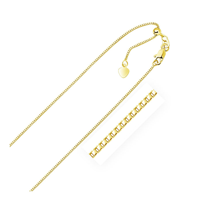14k Yellow Gold Adjustable Box Chain 0.85mm.