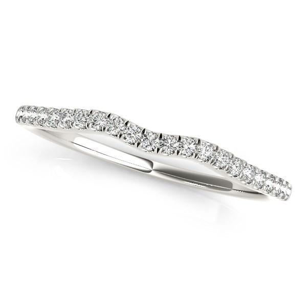 14k White Gold Wave Theme Diamond Wedding Band (1/8 cttw).