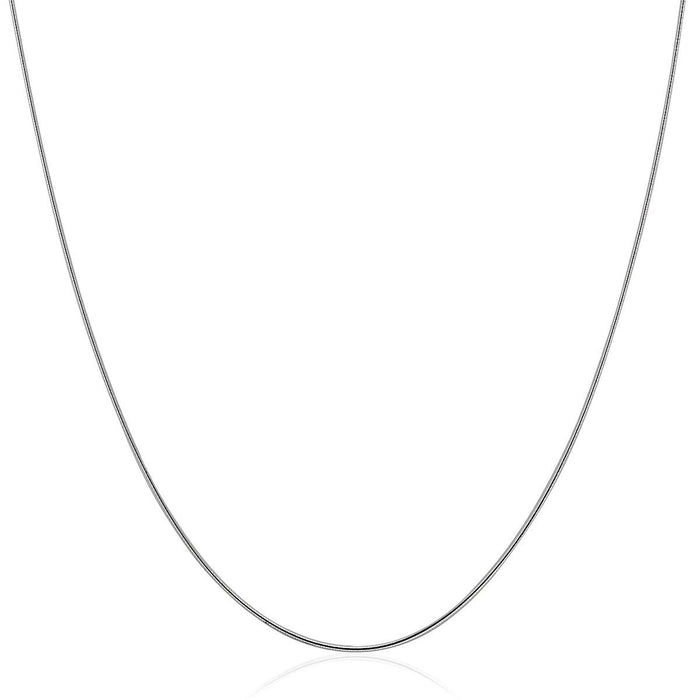 Sterling Silver Round Omega Style Chain Necklace with Rhodium Plating (1.25mm).
