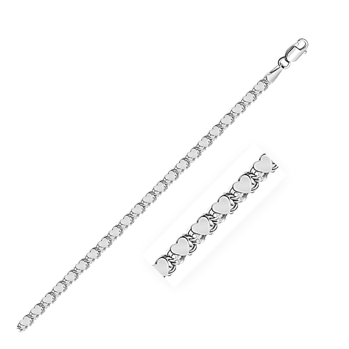 2.9mm 14k White Gold Heart Chain.