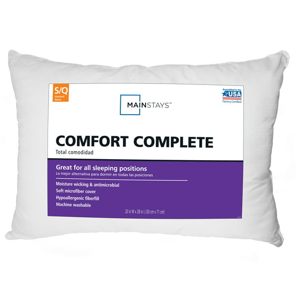 Comfort Mainstays Complete Soft Bed Pillow, Standard/Queen Size Fast US Shipping