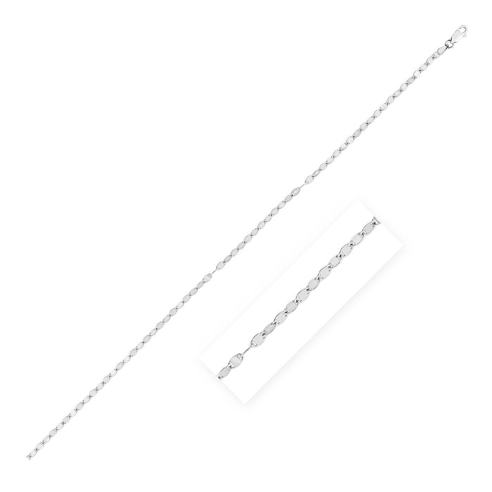 Classic Rhodium Plated Mirror Chain in Sterling Silver (3.1 mm).