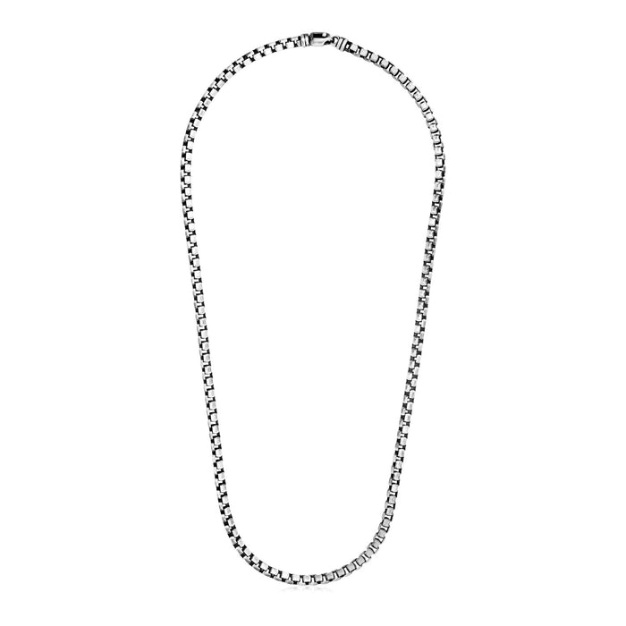 Sterling Silver Gunmetal Finish Round Box Chain Necklace.