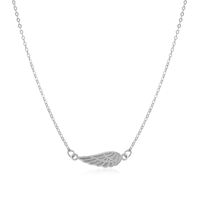 14K White Gold Angel Wing Necklace.