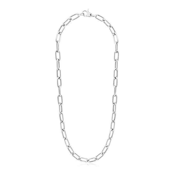 Sterling Silver Wide Paperclip Chain Necklace.