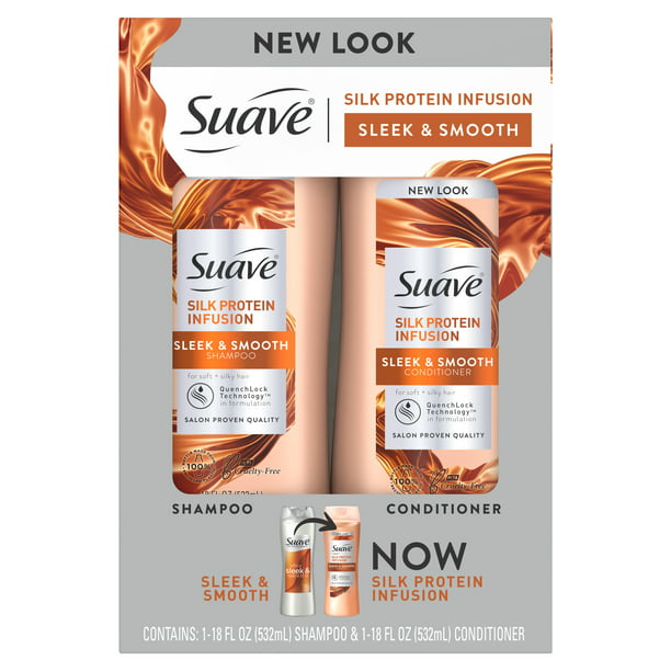 Suave Silk Protein Infusion Shampoo and Conditioner, 18 oz 2 Count,