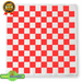 Red and white checkered Culiware Wrap Paper Food Basket Liners, 12” x 12” grease-resistant wax sheets, 1000 pack – ideal for delis, diners, and food trucks.