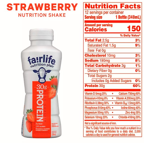 Fairlife Nutrition Plan Strawberry, 30 g. Protein Shake (11.5 fl. oz., 12 pk.)