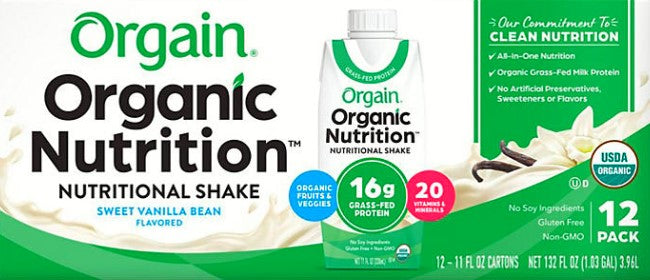 Orgain Organic Nutrition Shake, Vanilla Bean (11 fl. oz. pack of 12)