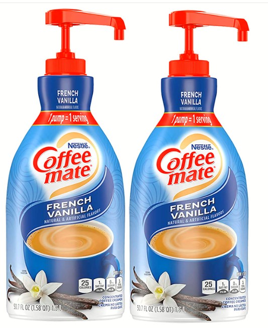 Nestle Coffee mate Coffee Creamer, French Vanilla, Concentrated Liquid Pump Bottle, Non Dairy, No Refrigeration, 50.7 Fl. Oz (Pk 2)